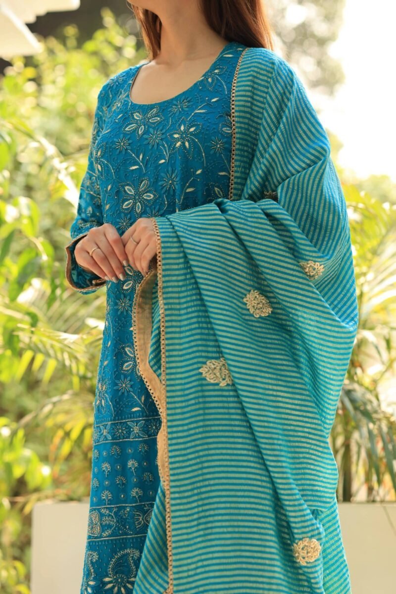 Pure Georgette Chikankari Ari Work Sharara Set