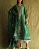 Bottle Green Noor Organza Chikankari Anarkali
