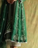 Bottle Green Noor Organza Chikankari Anarkali