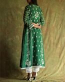 Bottle Green Noor Organza Chikankari Anarkali