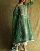 Bottle Green Noor Organza Chikankari Anarkali