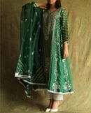 Bottle Green Noor Organza Chikankari Anarkali