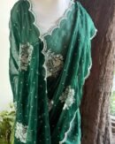 Bottle Green | Noor Organza Cutwork Saree