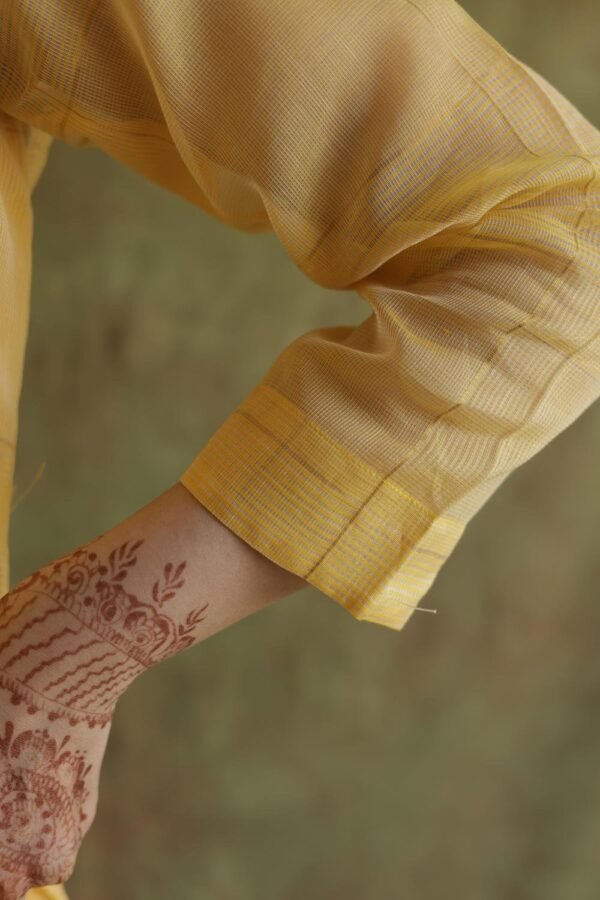 Butter Yellow Zari Kota Ready to Wear Kurta Set - Image 7