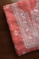 Carrot Pink Kota Cotton Chikankari Unstitched Kurta Fabrics