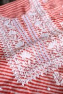 Carrot Pink Kota Cotton Chikankari Unstitched Kurta Fabrics