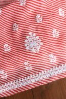 Carrot Pink Kota Cotton Chikankari Unstitched Kurta Fabrics