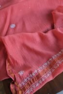 Carrot Pink Mal Cotton Chikankari Unstitched Kurta Dupatta Fabrics With Kamdani