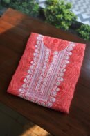 Carrot Pink Muslin Chikankari Kurta Fabrics