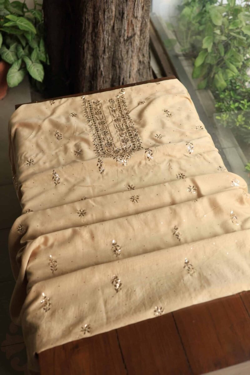 Chanderi Mukaish Badla Unstitched Chikankari Unisex Kurtas
