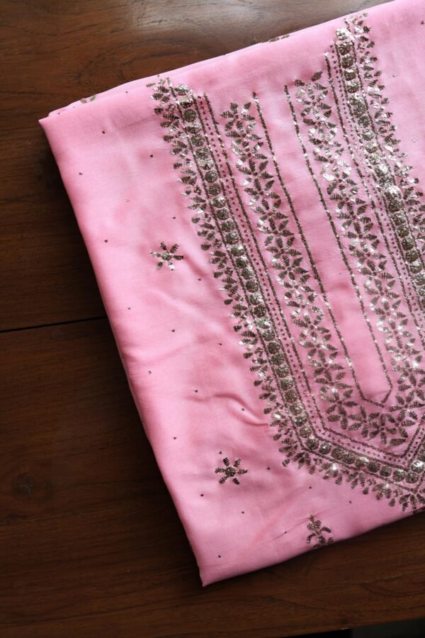 Chanderi Mukaish Badla Unstitched Chikankari Unisex Kurtas - Image 8