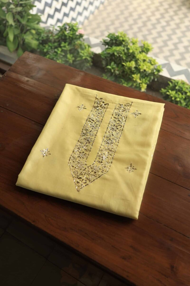 Chanderi Mukaish Badla Unstitched Chikankari Unisex Kurtas