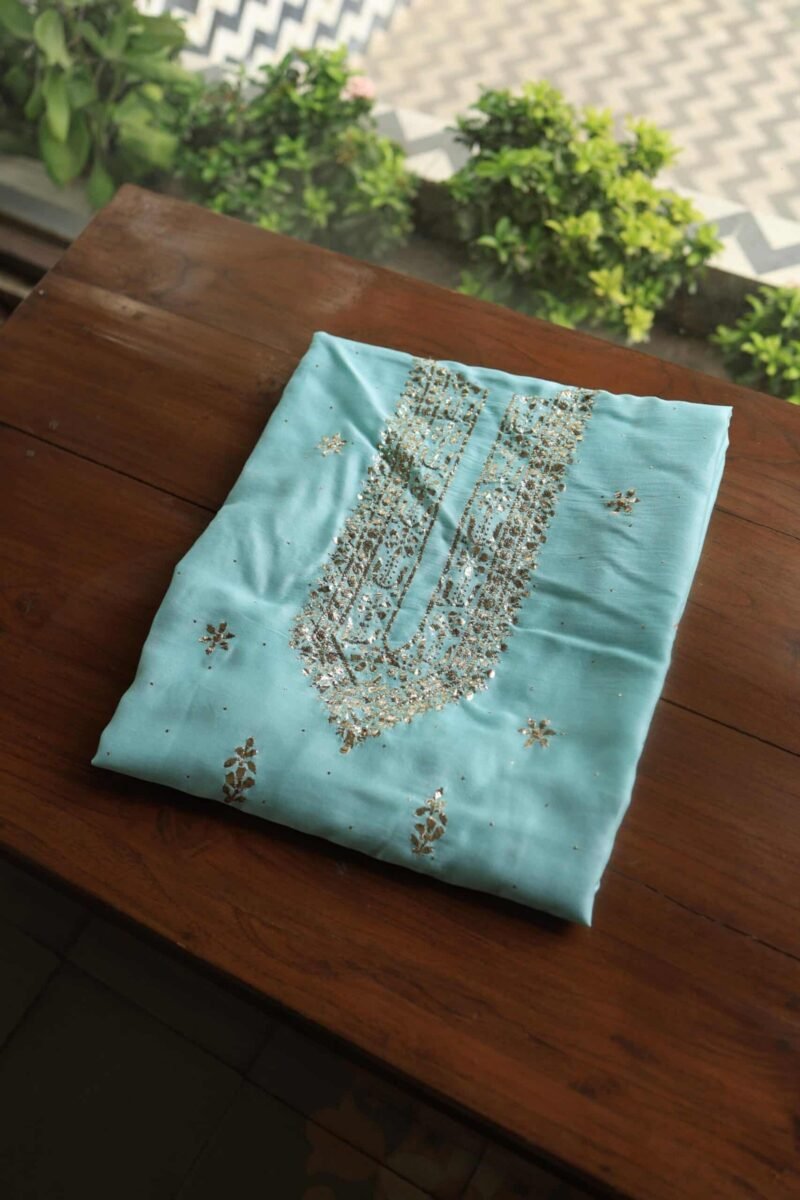 Chanderi Mukaish Badla Unstitched Chikankari Unisex Kurtas