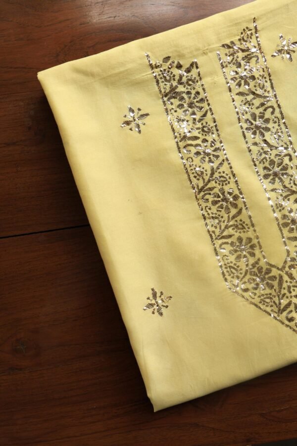 Chanderi Mukaish Badla Unstitched Chikankari Unisex Kurtas - Image 8