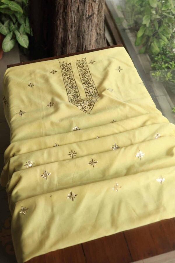 Chanderi Mukaish Badla Unstitched Chikankari Unisex Kurtas - Image 3