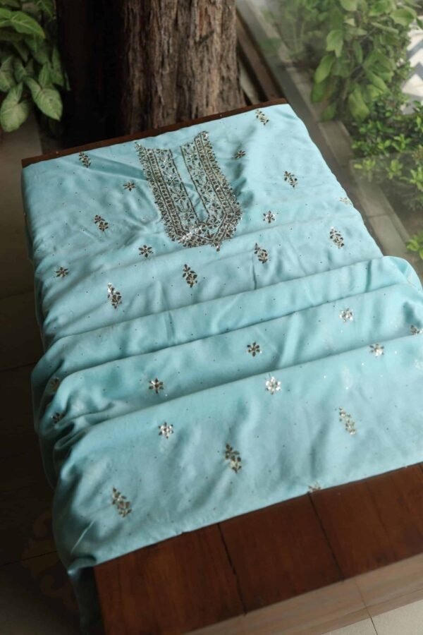 Chanderi Mukaish Badla Unstitched Chikankari Unisex Kurtas - Image 5