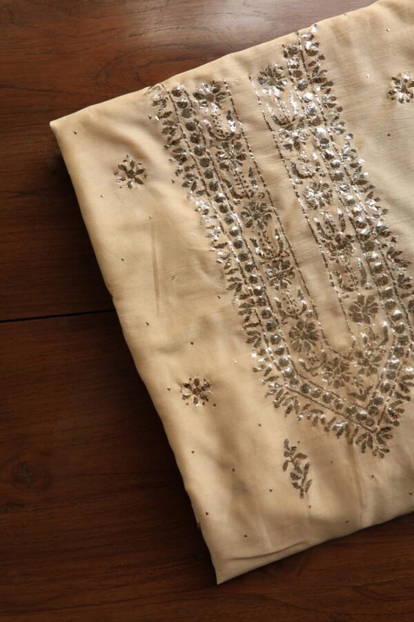 Chanderi Mukaish Badla Unstitched Chikankari Unisex Kurtas - Image 8