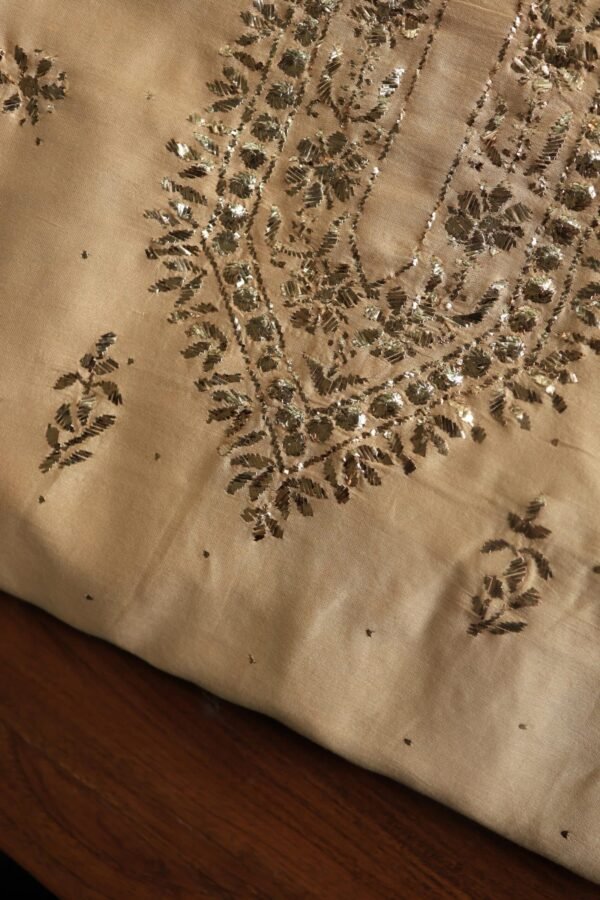Chanderi Mukaish Badla Unstitched Chikankari Unisex Kurtas - Image 2