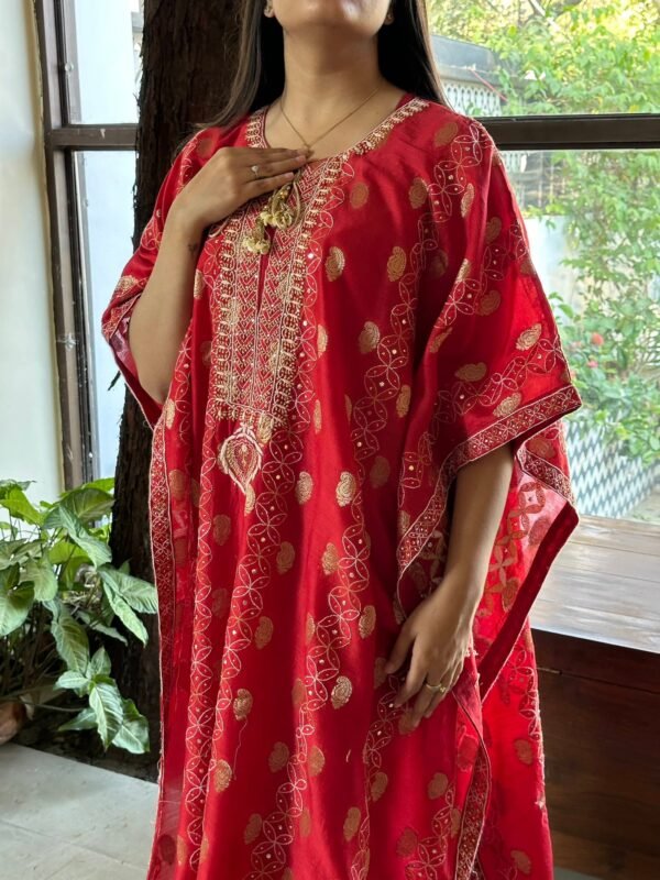 Zari Chanderi Chikankari Kaftans - Image 3