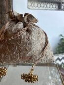 Natural Handcrafted Silk Chikankari Potli Bags With Ari Work