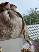 Natural Handcrafted Silk Chikankari Potli Bags With Ari Work