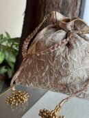Natural Handcrafted Silk Chikankari Potli Bags With Ari Work