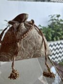 Natural Handcrafted Silk Chikankari Potli Bags With Ari Work