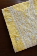 Yellow Cotton Chikankari Unstitched Kurta Fabrics