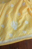 Yellow Cotton Chikankari Unstitched Kurta Fabrics