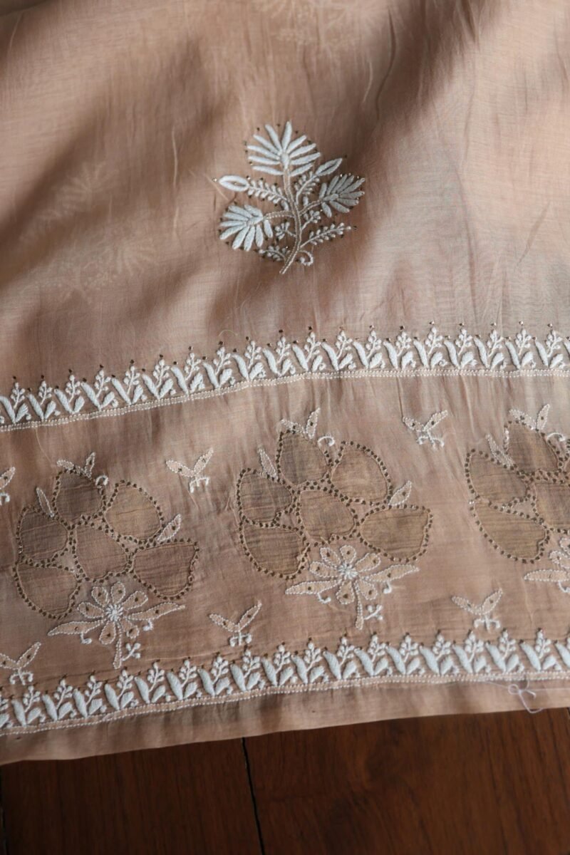 Beige Daraz Chanderi Chikankari Kurta Fabrics