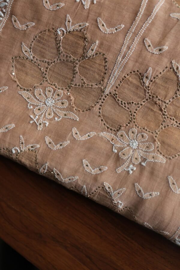 Beige Daraz Chanderi Chikankari Kurta Fabrics - Image 2