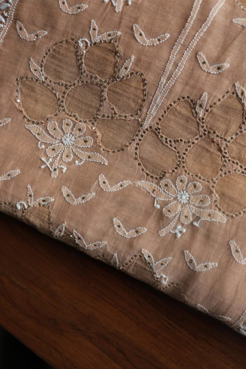 Beige Daraz Chanderi Chikankari Kurta Fabrics