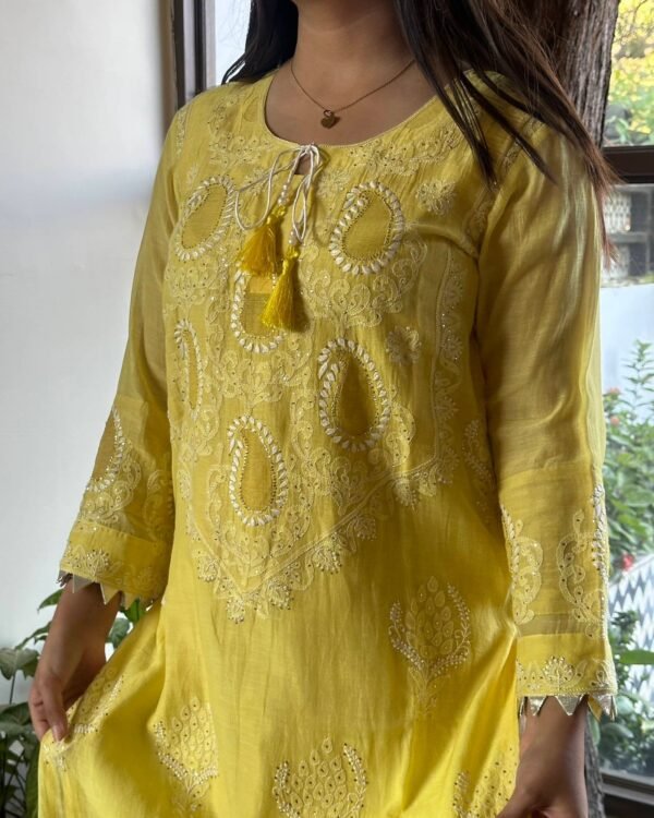 Daraz Chanderi Chikankari Kurta Set - Image 2