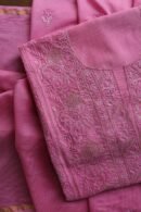 Dark Pink Maheshwari Chikankari Unstitched Fabric