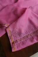 Dark Pink Maheshwari Chikankari Unstitched Fabric