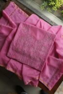 Dark Pink Maheshwari Chikankari Unstitched Fabric