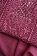 Dark Pink Mal Cotton Fine Chikankari With Kamdani Work Unstitched Fabric