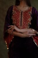 Deep Violet | Silk Velvet Zardosi Kaftan