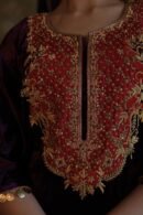Deep Violet | Silk Velvet Zardosi Kaftan