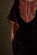Deep Violet | Silk Velvet Zardosi Kaftan
