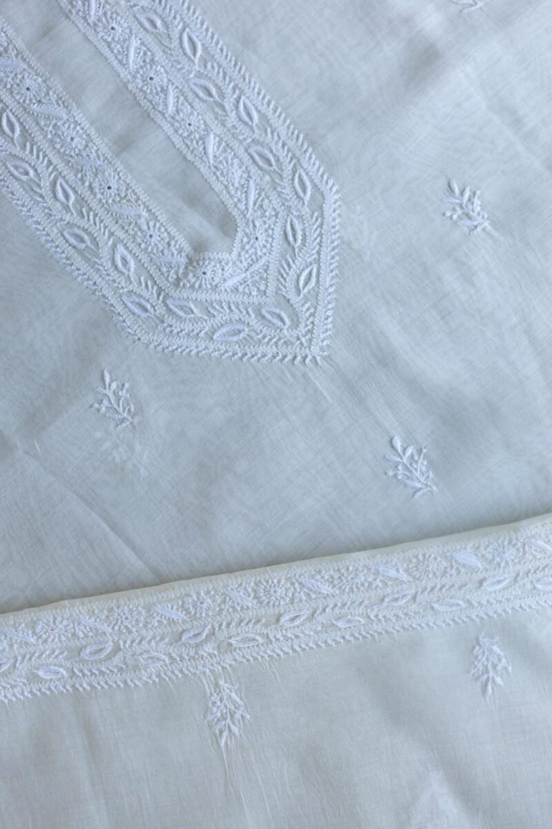 Fine Work Chikankari Chanderi Unstitched Men's Kurtas Fabrics