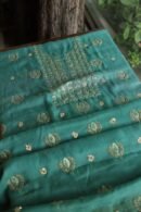 Green Handloom Kota Chikankari With Mirror Work Unstitched Kurta Dupatta Set