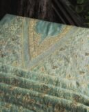 Green Mal Chanderi Silk Chikankari With Sequins Unstitched Kurta Dupatta Set