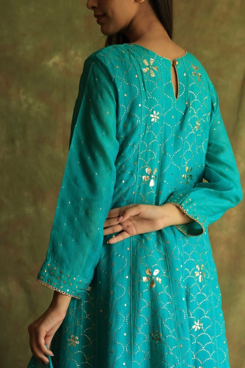Green Noor Organza Badla Anarkali With Dupatta
