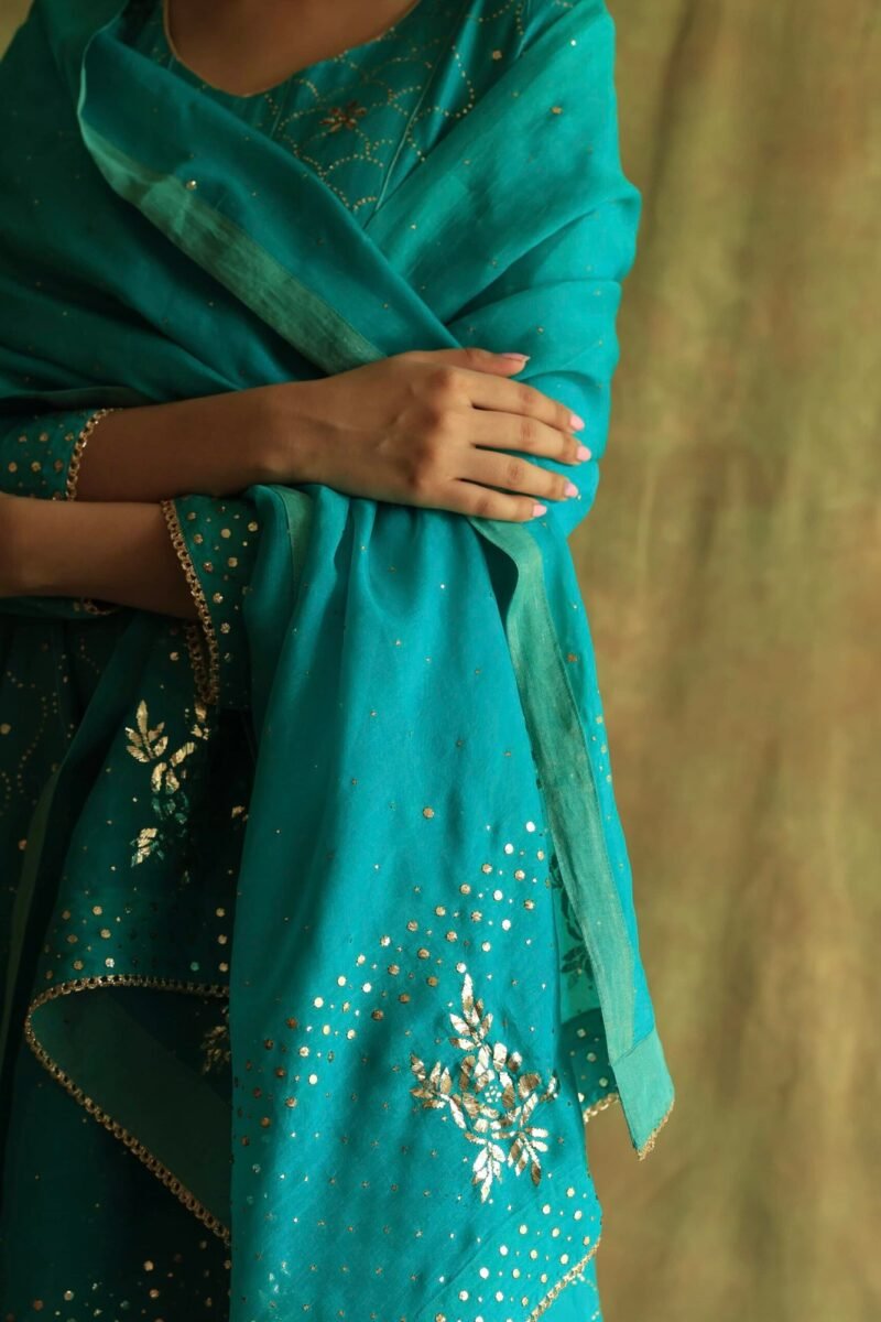 Green Noor Organza Badla Anarkali With Dupatta