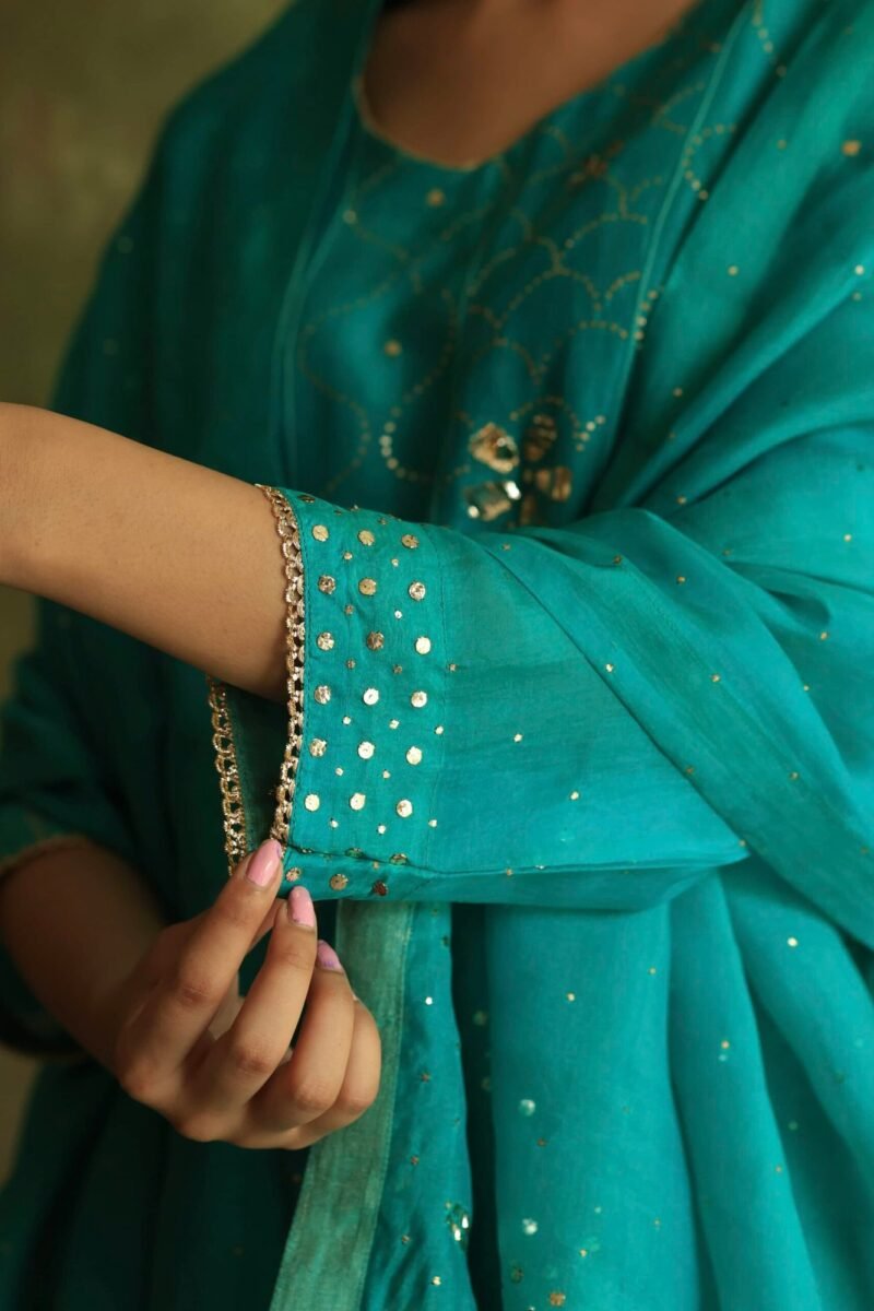 Green Noor Organza Badla Anarkali With Dupatta