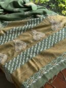 Green Silk Gheecha Palla Kota Chikankari Saree