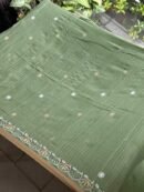 Green Silk Gheecha Palla Kota Chikankari Saree