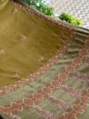 Green Silk Gheecha Palla Kota Chikankari Saree With Mukaish Kamdani