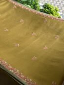 Green Silk Gheecha Palla Kota Chikankari Saree With Mukaish Kamdani